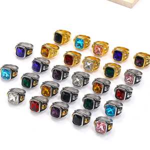 Anillos de Calavera Punk Ovalados de Acero Inoxidable <span class=keywords><strong>Atila</strong></span> AJ-0211 con Baño de Oro de 18K y Circonita Cúbica para Hombre, Ideales para Fiestas y Bodas, Venta al por Mayor - Product Image 3