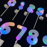 Usine En Gros Led Gâteau Topper Avec Lumière Numérique Gâteau Topper Cuisson Dessert Décoration Fleur anniversaire gâteau toppers