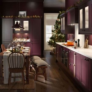 Conception de meubles de cuisine en bois massif sur mesure, style shaker violet, prix d'usine en Chine - Product Image 5