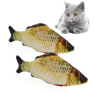 제조 도매 애완 동물 용품 2022 플러시 소프트 개박하 플로피 물고기 베개 고양이 장난감