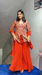 Traje Kurti Tradicional Indio con Bordado en Georgette Pesado para Fiestas y Festivales, con Dupatta y Salwar, de Secado Rápido para Todas las Temporadas - Product Image 5