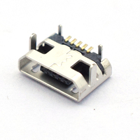 Connecteur Micro USB femelle 5 broches à bord droit et placage continu, type Bull Horn, achat centralisé