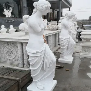 Decorazione esterna a grandezza naturale statua di marmo Sexy di Venus nuda scultura bianca donna nuda statua di marmo