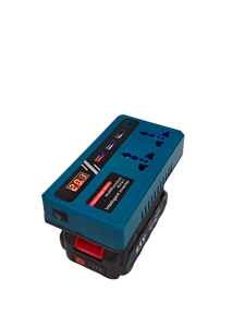 อินเวอร์เตอร์พลังงานแบตเตอรี่ลิเธียม 18-21V พร้อมเอาต์พุต DC5V ตัวเครื่อง ABS ทนไฟ ฐานแบบมีตัวล็อคในตัว พร้อมความยืดหยุ่นในการปรับใช้งานสูง - Product Image 2