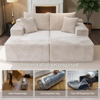 Off-White Tiefsitz-Cordsofa Moderne Lounge-Couch für Wohnzimmer
