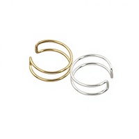 Vente en gros Bague de bricolage en or 14 carats double couche lisse réglable Accessoires de bague empilable