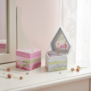 Caja <span class=keywords><strong>Musical</strong></span> Giratoria de Papel con Manivela y Espejo Yiyu, Caja de Regalo de Joyería Ecológica Personalizada para Niños, Sonido de los Años 60 - Product Image 2