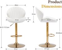 Ensemble de 2 tabourets de bar pivotants Golden Legs, tabourets de petit-déjeuner en velours, tabourets de comptoir de cuisine sans accoudoirs avec repose-pieds
