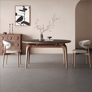 Muebles de comedor de lujo modernos, juego de mesa redonda y silla extensible de madera maciza de 6 asientos - Product Image 6