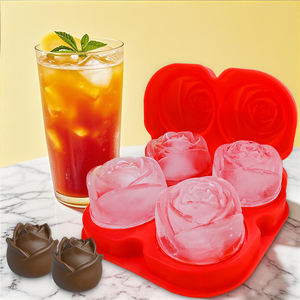 Moule à glace en silicone à <span class=keywords><strong>4</strong></span> cavités en forme de rose pour cocktails, <span class=keywords><strong>bourbon</strong></span>, moules en silicone - Product Image 2