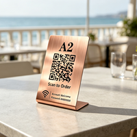 Support de code QR personnalisé en acier inoxydable, plaque d'affichage de paiement moderne pour table de restaurant