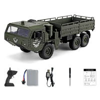 Câble USB à l'échelle 1:16 incl. Véhicule tout-terrain télécommandé extérieur pour garçon 2.4G camion militaire de cargaison d'escalade à six roues motrices