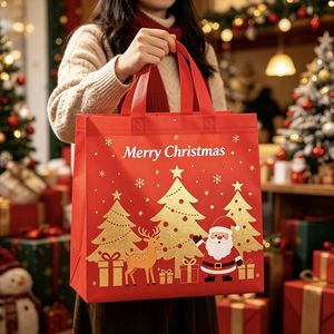 Nouveauté, sacs cadeaux de Noël personnalisés de luxe en tissu non tissé biodégradable et respectueux de l'environnement, sacs de shopping avec laminage mat - Product Image 1
