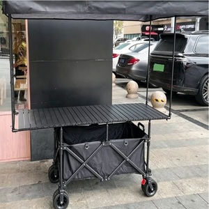 Chariot de camping pliable personnalisable avec chariot à quatre roues, auvent pare-soleil et solutions de rangement pour usage commercial multifonctionnel - Product Image 3