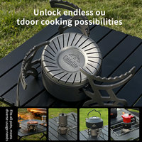 Réchaud de camping pliable à flamme tourbillonnante 4000W, portable, au butane ou au propane, avec sac de rangement complet pour accessoires