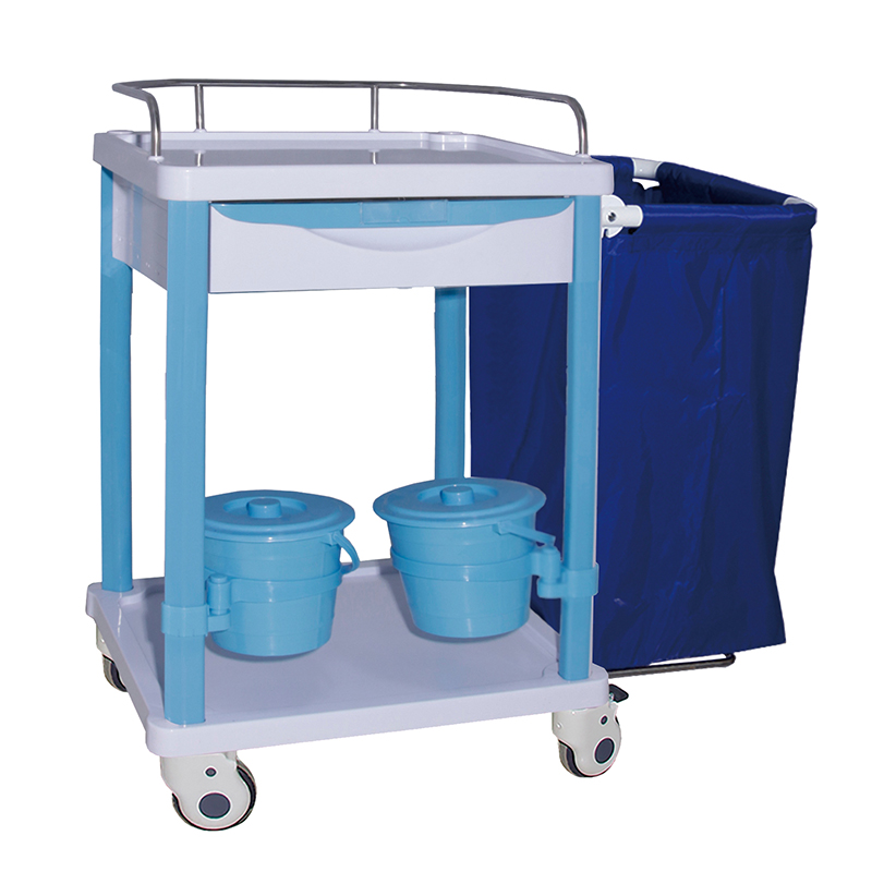 MN-LT006 Hospital Furniture Medical ABS Linen Cart With Dustbin