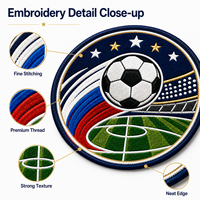 Écussons brodés personnalisés ronds pour le football, vente en gros, badges de club de football OEM pour vêtements de match, vestes et sacs