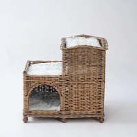 Lit pour chat JY Wicker, écologique, rayé, mignon, luxueux, pliable, amovible, lavable, isolé pour l'intérieur