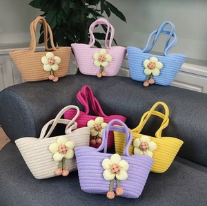 Borsa a tracolla di cotone Casual alla moda di alta qualità da donna alla moda vegetale per le vacanze borsa Tote da spiaggia cesto di fiori piccola borsa - Product Image 1