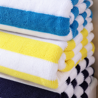 Tsibo 100% Cotton Striped Beach Towel - Large 76x180cm Super Absorbent Quick Dry Towel for Sand, Swim & Travel