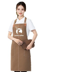 Canvas Apron One Size Oxford Material Waterproof Coffee Tea Shop Workwear Custom Logo Printing - Product Image 4