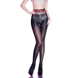 Lace High Waisted Black Pantyhose 5D Ultra Thin Sheer With Floral Waistband For Women - Product Image 5