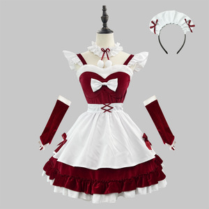 Velvet Maid Costume Claret Plus Size Cosplay Outfit Anime Role Play Winter 2024 - Product Image 1