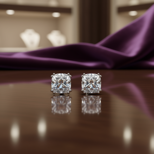 Boucles d'oreilles clous classiques en or blanc avec strass en cristal, sertissage griffe en argent 925, bijoux de mariage géométriques pour femme - Product Image 2