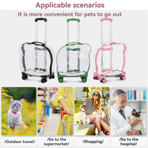 Luxe grande poussette pour animaux de compagnie chariot à roulettes fenêtres transparentes extérieur étui de <span class=keywords><strong>transport</strong></span> pour animaux de compagnie motif en plastique boîte pour animaux de compagnie fermeture à glissière - Product Image 4