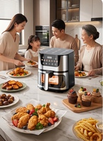 Friteuse à air 8L multifonctionnelle pour la maison, machine à frites panoramique en acier inoxydable, friteuse électrique intelligente avec protection contre les coupures de courant