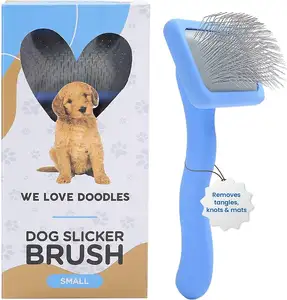 Odm Pet Dog Brush Extra Long Dense Pins Wooden Handle Slicker Brush For Professional Grooming Cepillo De Perro Brush