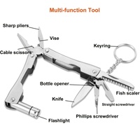 Kit de survie d'urgence extérieur 8-en-1 en acier inoxydable noir durable pour le camping, la randonnée et les aventures de voyage