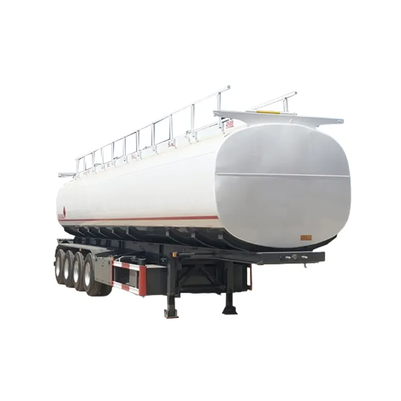 4 Axles White Liquid Tank Trucks Cimc Oil Fuel tank semi tanker truck trailer for sale