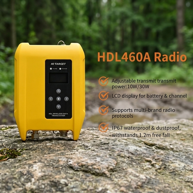 35W High Power Multi-Protocol UHF Transceiver HDL460A, External Wireless Radio Module for Hi-Target GNSS RTK Base Station Survey