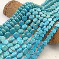 Perles de pierre précieuse turquoise verte naturelle ovales/rondes/plates/répétées en forme de cœur, perles lisses pour la fabrication de bijoux DIY