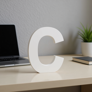 Wooden Letter C White 3D <b>Wall</b> <b>Decor</b> For Home Office Decoration - Product Image 3
