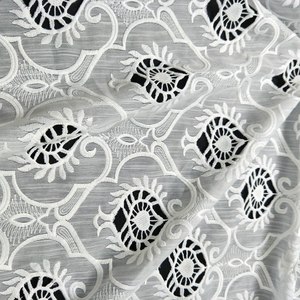 手作り刺繍コットンナイロンブレンドブライダルフランス花柄レースドレス生地サプライヤー - Product Image 4