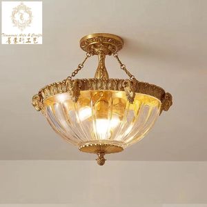 Lámparas de techo de lujo para sala de estar y dormitorio, lámpara de estudio Retro francesa, de cobre, <span class=keywords><strong>neoclásico</strong></span> - Product Image 5