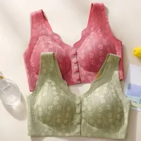 Soutien-gorge d'allaitement et de grossesse grande taille à fermeture avant, sans armatures, sans coutures, en dentelle, type bandeau, confortable