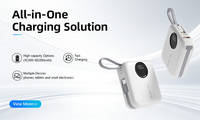 Banque d'alimentation solaire magnétique sans fil, Power Bank de voyage avec lampe torche LED intégrée et câble intégré pour les aventures en plein air