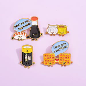 Mini broches de combinación de comida, bollo al vapor personalizado, Shaomai, buenos amigos, pines esmaltados, insignias de solapa de Metal de dibujos animados divertidos para amigos - Product Image 1