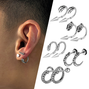 Trendy Punk Style Gothic Surgical Steel Hypoallergenic Animal <strong>Octopus</strong> Tentacle Lip Stud <strong>Earrings</strong> - Product Image 1