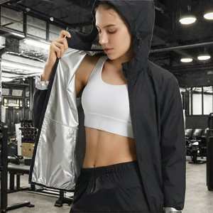 Chaqueta de sauna con capucha para mujer, con cremallera, traje deportivo para entrenamiento, ropa exterior para gimnasio y correr - Product Image 2