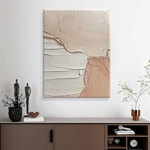 Bán Buôn Màu Hồng Trắng Dày Kết Cấu Tối Giản Hiện Đại Trừu Tượng Tường Nghệ Thuật Hiện Đại Handmade Sơn Dầu Cho Phòng Khách Trang Trí Nội Thất - Product Image 4