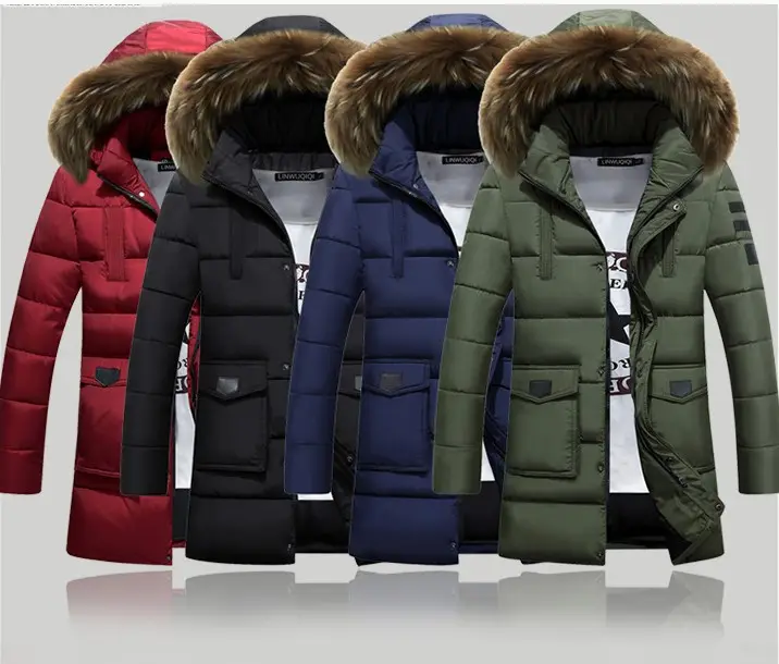 Wholesale Price Winter Thick Warm Fur Hood Down Jacket Windbreaker Plus Size Long Men Coat