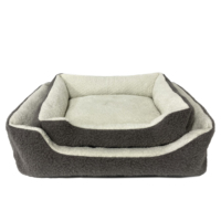 Lit pour animaux de compagnie (chien et chat) moderne, classique, rectangulaire, luxueux, confortable, en velours et lin, imperméable, antidérapant, écologique, lavable, de haute qualité
