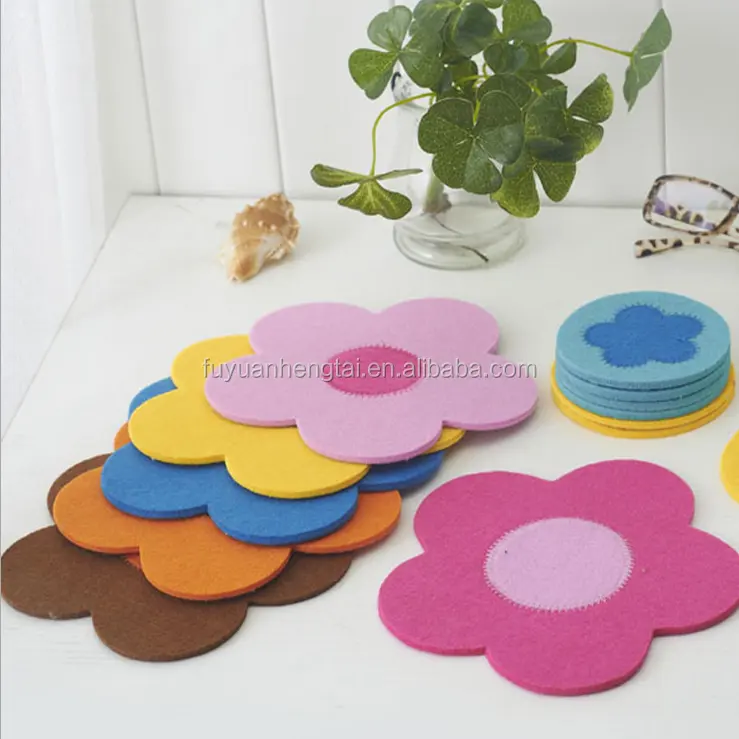 Thick Felt Round Drink Coasters Absorbent Cup Mats Protect Furniture From Heat Stain Scratches Felt Coaster