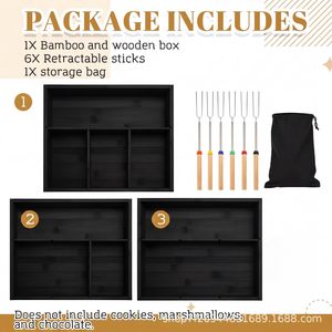 S'Mores Station <b>Storage</b> <b>Box</b> With Compartments For Snacks Marshmallows Gourmet <b>Camping</b> Kitchen Accessory Set - Product Image 4