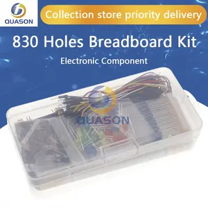 Electronics Component Basic Starter Kit with 830 Tie-points Breadboard Cable Resistor Capacitor LED Potentiometer Box Packing