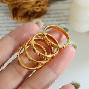 New Arrival Stainless Steel <b>Ring</b> Gold Plated <b>Cz</b> Zircon Finger <b>Ring</b> Jewelry - Product Image 5